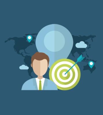 Location Based Targeting. Concept of location targeting strategy used by local advertisers in digital marketing. Flat vector illustration.